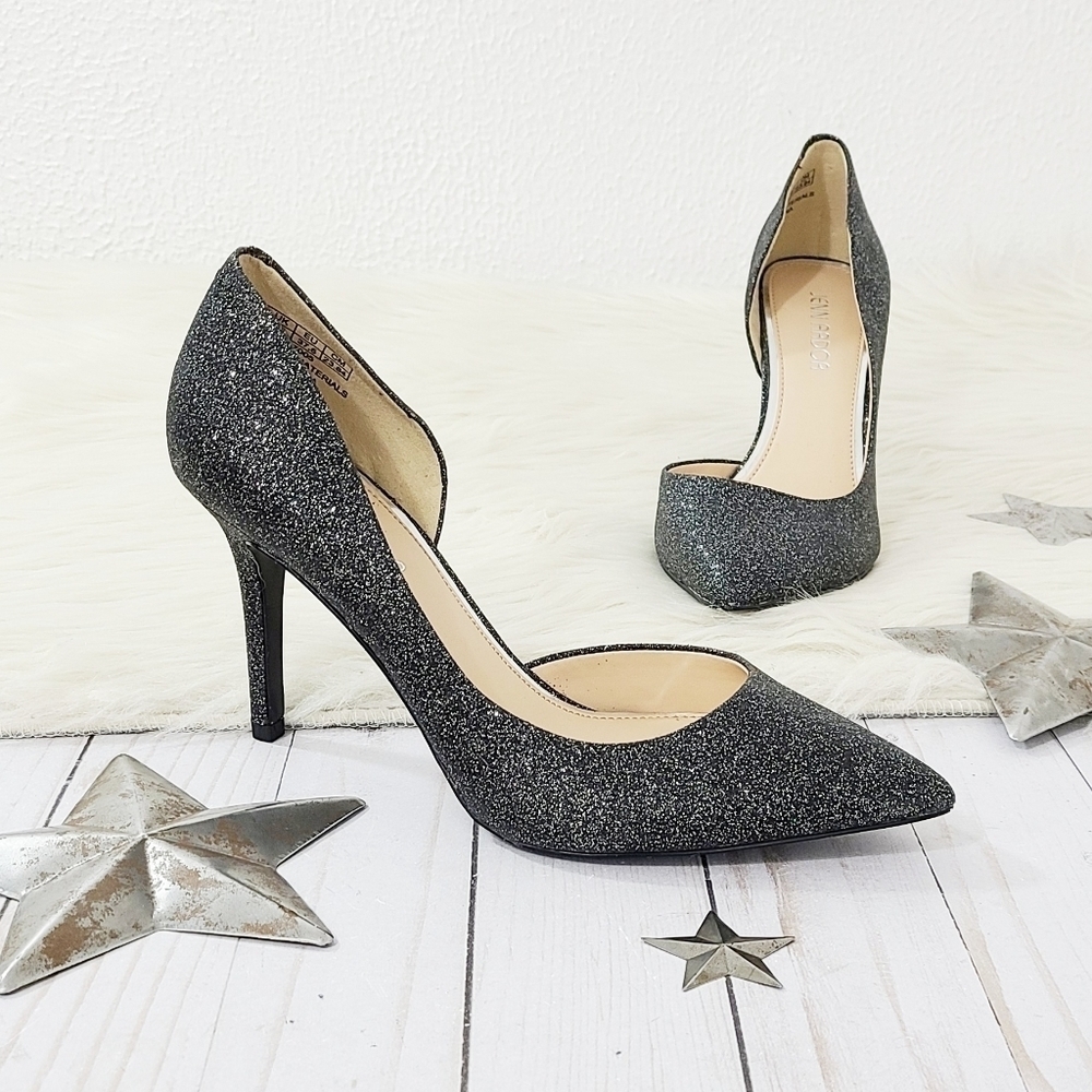 Jenn Ardor black glitter stiletto heels size 7